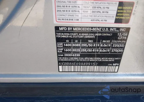 2009 Mercedes-Benz Ml 350 4Matic z USA, uszkodzony, nr VIN 4JGBB86E69A499152